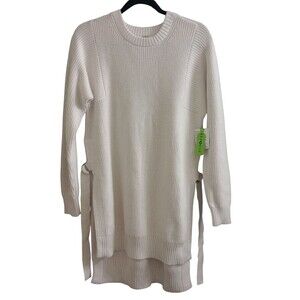 Athleta West End Tunic Sweater Oversized Pullover Ribbed Knit White Sz Small NWT